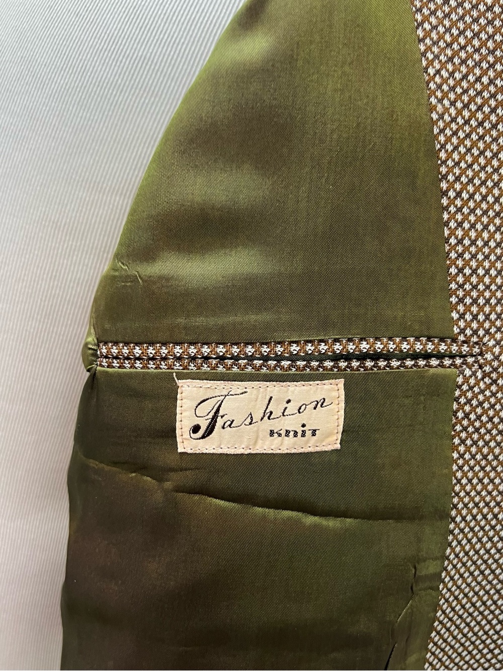 Mark V Vintage 70s Men's 44R Brown Stretch Knit 2-Button Blazer Jacket Coat - Picture 10 of 11